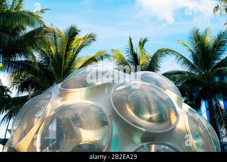 Palm trees surround the iconic dome in the Design District Stock Photo