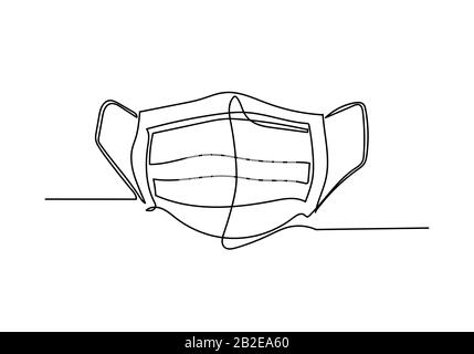 Continuous one line illustratione of Safety breathing Industrial safety N95 or covid-19 and corona virus masks. Stock Photo