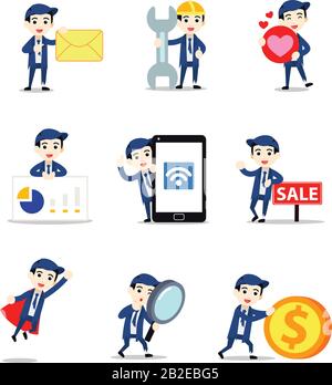 Set character of man as zombie school boy on a dark Halloween full moon night party. Stock Vector