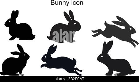 Bunny icon template black color editable. Bunny icon symbol Flat vector illustration for graphic and web design. Stock Vector