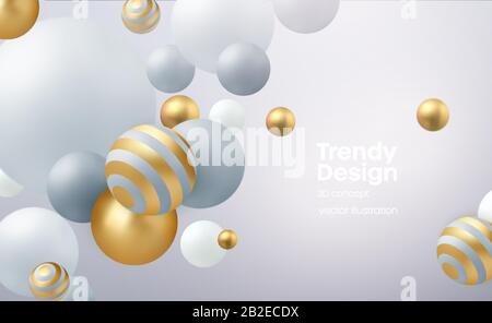 Abstract background with 3d geometric shapes. Modern cover design. Vector realistic illustration Stock Vector