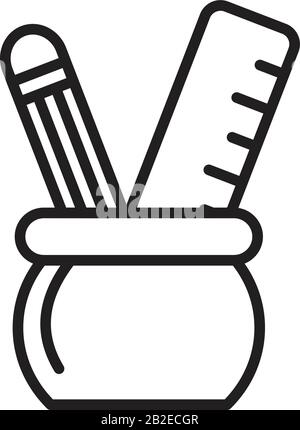 Pencil and ruler icon template black color editable. Pencil and ruler icon symbol Flat vector illustration for graphic and web design. Stock Vector