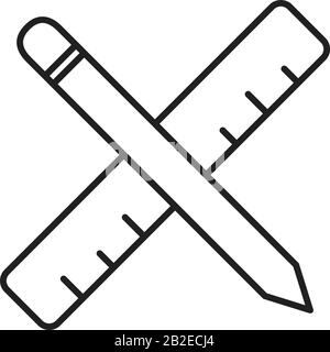 Pencil and ruler icon template black color editable. Pencil and ruler icon symbol Flat vector illustration for graphic and web design. Stock Vector