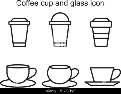 Coffee cup and glass icon template black color editable. Coffee cup and glass icon symbol Flat vector illustration for graphic and web design. Stock Vector