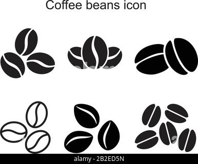 Coffee beans icon template black color editable. Coffee beans icon symbol Flat vector illustration for graphic and web design. Stock Vector