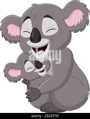 Cute mother Koala and baby hugging Stock Vector