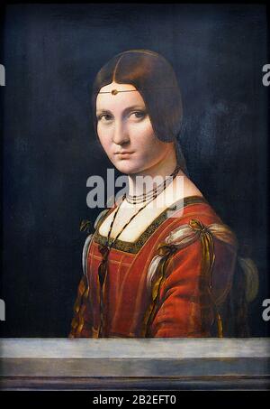 La belle ferronnière (Portrait of an Unknown Woman) (circa 1490) by Leonardo da Vinci - Very high quality and resolution image Stock Photo