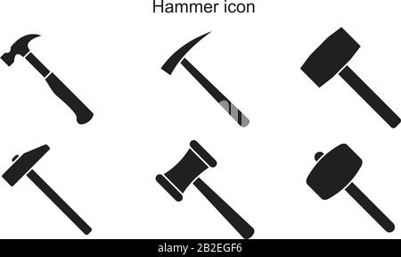 Hammer icon template black color editable. Hammer icon symbol Flat vector illustration for graphic and web design. Stock Vector