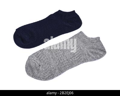 short socks gray and black isolated on white background Stock Photo