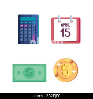 bundle of tax day icons Stock Vector