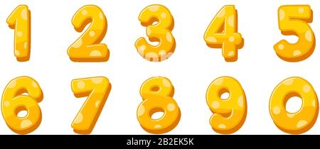 Font design for numbers one to zero on white background illustration Stock Vector