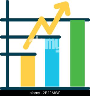 graphic bar chart icon over white background, half color style, vector illustration Stock Vector