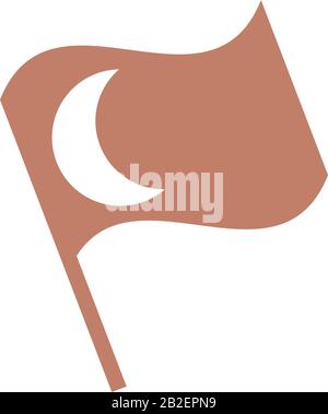 islamic flag over white background, silhouette style icon, vector illustration Stock Vector
