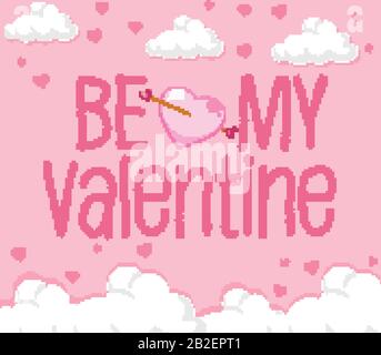 Valentine theme with clouds on pink sky illustration Stock Vector