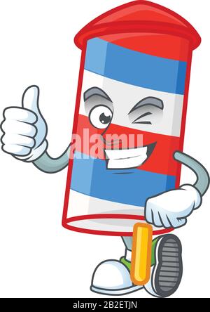 A mascot icon of rocket USA stripes making Thumbs up gesture Stock Vector