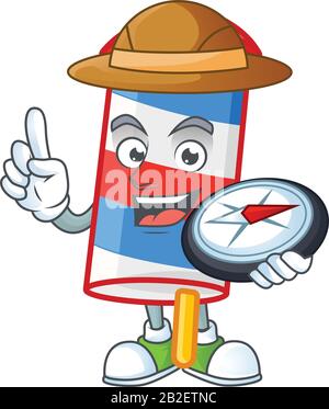 A rocket USA stripes explorer cartoon design having a compass Stock Vector