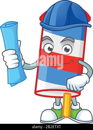 Elegant Architect rocket USA stripes having blue prints and blue helmet Stock Vector