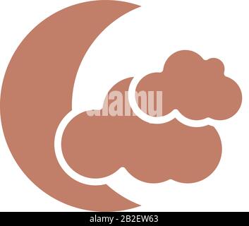 moon and clouds icon over white background, silhouette style, vector illustration Stock Vector