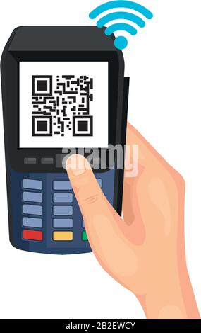 qr code inside dataphone vector design Stock Vector