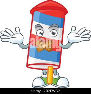 mascot cartoon character design of rocket USA stripes making a silent gesture Stock Vector