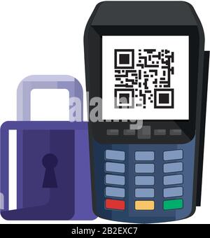 qr code inside dataphone vector design Stock Vector