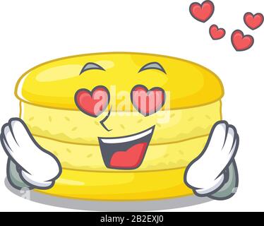 Romantic falling in love lemon macaron cartoon character concept Stock Vector