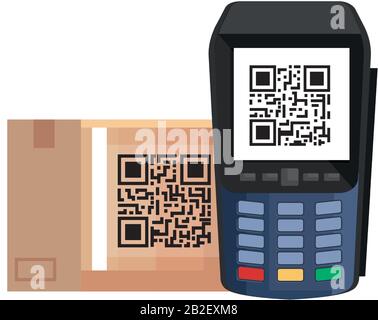 qr code inside dataphone vector design Stock Vector