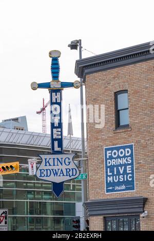 March 1 2020 - Calgary Alberta Canada - King Edward Hotel a Historical Landmark in Downtown Calgary Stock Photo