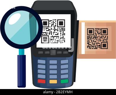 qr code inside dataphone vector design Stock Vector