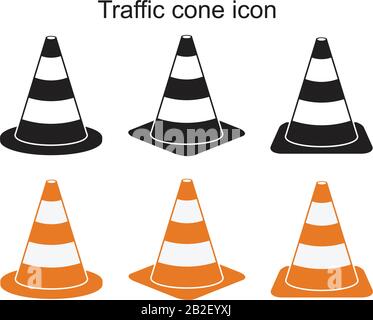 Traffic cone icon template black color editable. Traffic cone icon symbol Flat vector illustration for graphic and web design. Stock Vector