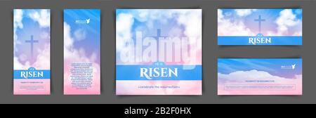 Christian religious design for Easter celebration. A set of vector banners Stock Vector
