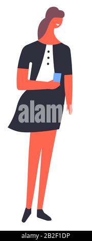 Woman using smartphone, teenager texting on mobile phone Stock Vector