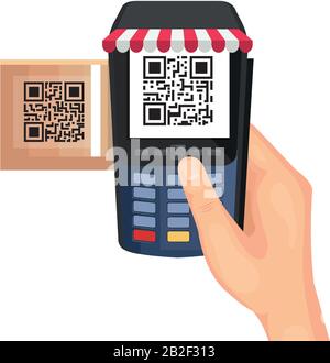 qr code inside dataphone vector design Stock Vector