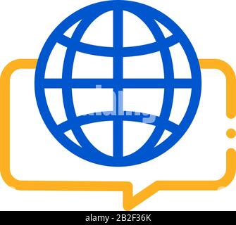 Earth Globe In Quote Frame Icon Thin Line Vector Stock Vector