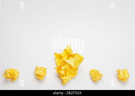 crumpled paper on white table brainstorming in the office concept Stock Photo