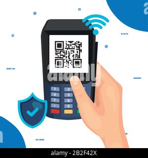 qr code inside dataphone vector design Stock Vector