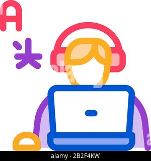 Human Learn Foreign Language Icon Thin Line Vector Stock Vector