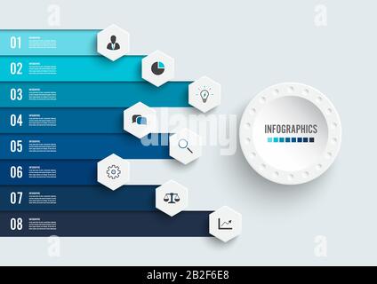 Infographic design vector and marketing icons can be used for workflow layout, diagram, annual report, web design. Business concept with 8 options. Stock Vector