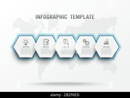 Vector infographic template with 3D paper label. Minimal timeline circle infographic business concept with 8 options. For content, diagram, flowchart Stock Vector