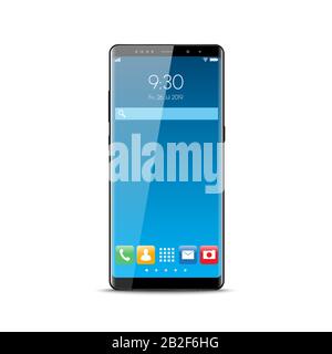 New realistic mobile smart phone modern style. Vector smartphone with ui icons. isolated on white background. Stock Vector