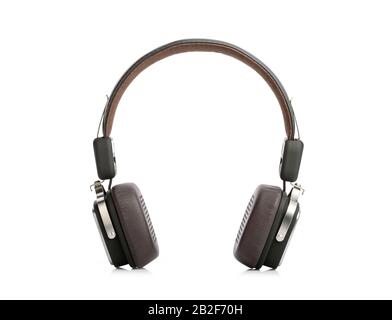 New black modern headphone isolated on white background Stock Photo