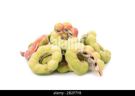 Manila tamarind or Pithecellobium dulce isolated on white background Stock Photo