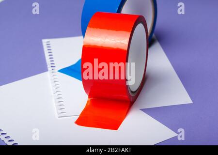 Rolls of insulation adhesive tape multicolored isolating tape Stock Photo