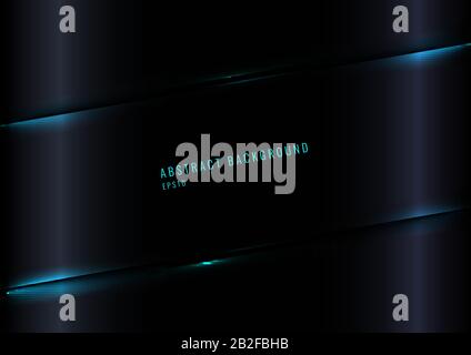 Modern Black Glossy Gradient Color Background with Blue Laser Lighting Effect. Vector Illustration Stock Vector