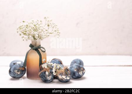 Frame background with robin blue eggs eggs with copy space for text. isolated. Ester concept. Stock Photo