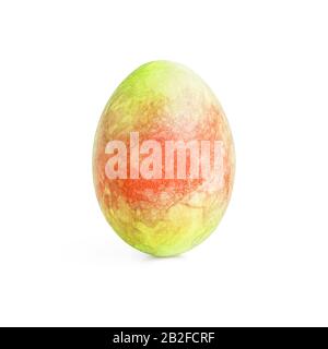 Single vertical festive easter egg with creative abstract orange green pattern isolated on white background Stock Photo