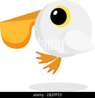 pelican in flat style vector image. Cartoon character. Flat vector stock illustration on white background Stock Vector