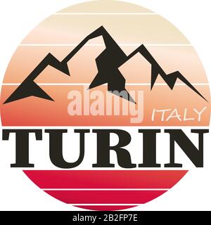 Turin city in italy is a beautiful destination to visit for tourism. Stock Vector