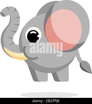 elephant flat vector. Cartoon character. Flat vector stock illustration on white background Stock Vector