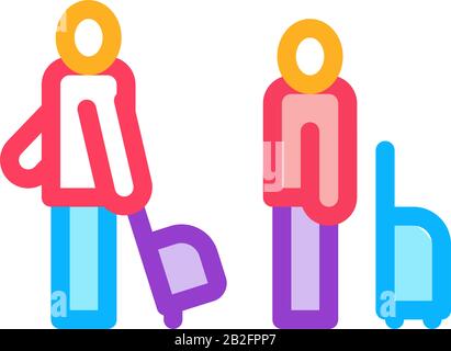 Passengers With Baggage Icon Thin Line Vector Stock Vector